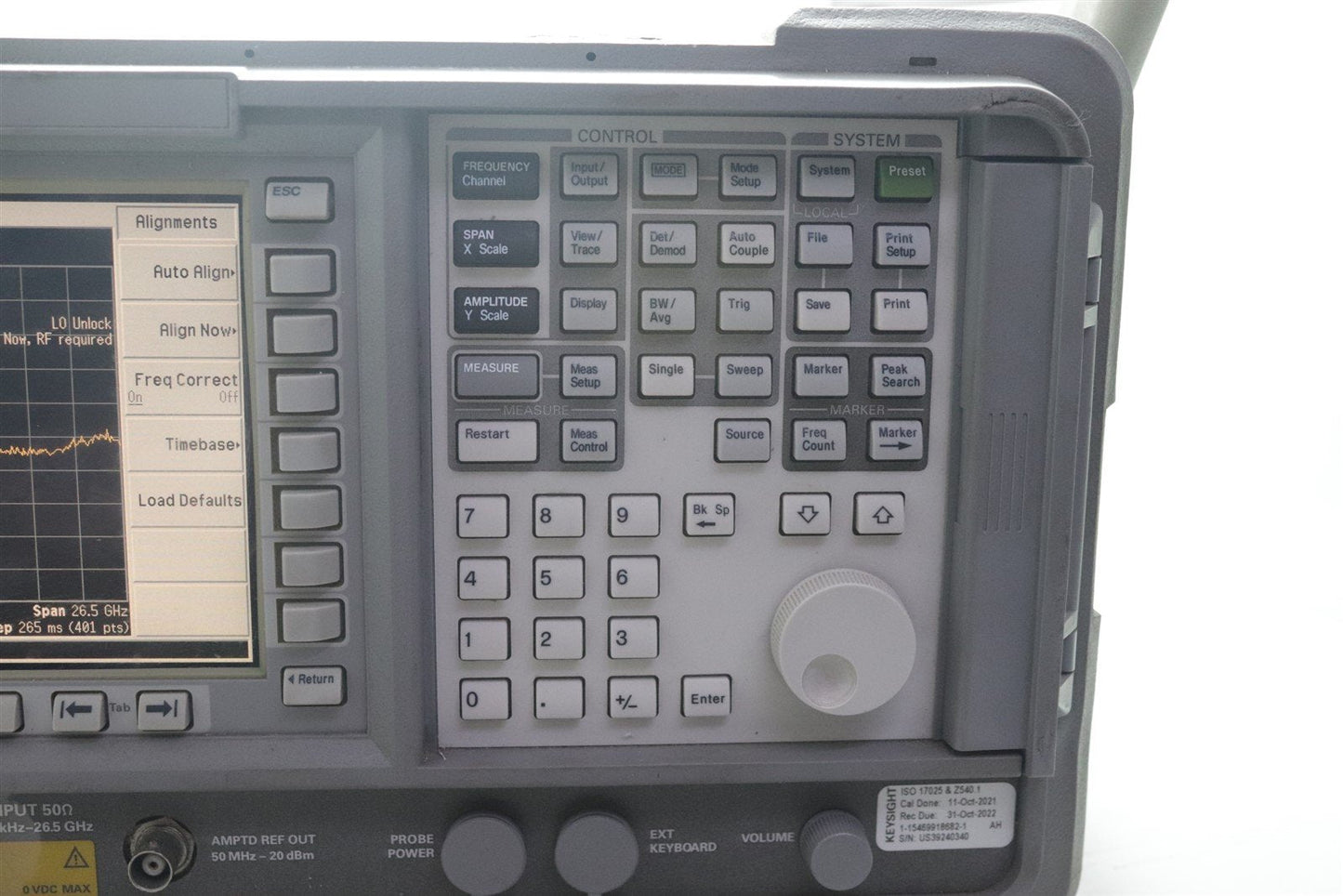 HP Agilent Keysight E4407B Spectrum Analyzer 9 kHz - 26.5 GHz OPT A4H B74 BAC