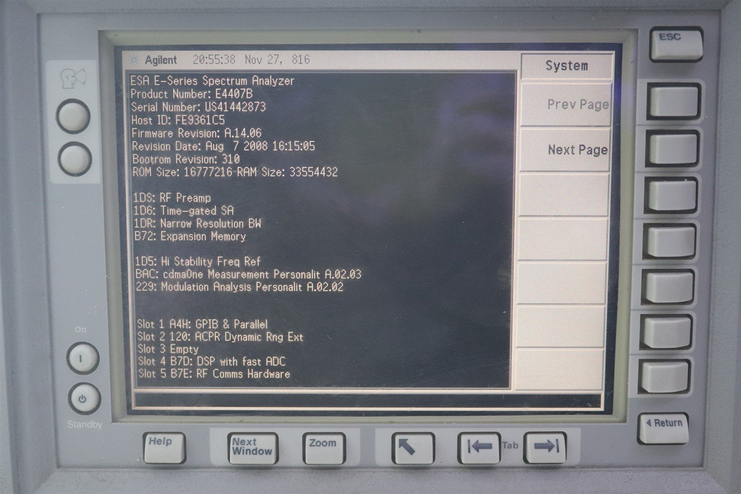 HP Agilent Keysight E4407B Spectrum Analyzer 9 kHz - 26.5 GHz OPT A4H B74 BAC