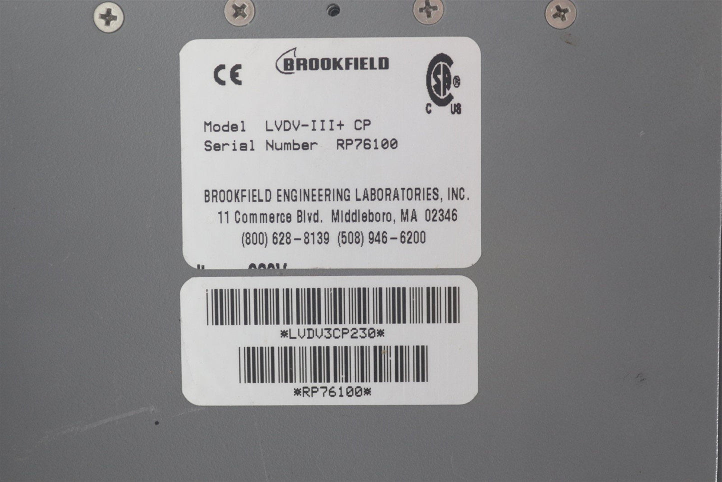 Used Brookfield DV-III+ Rheometer LVDV-III+ CP