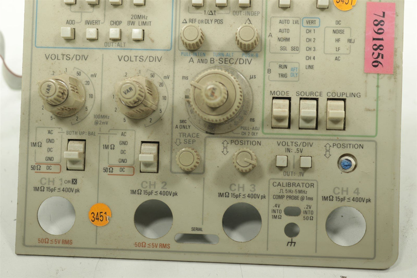 Tektronix 2440 Oscilloscope Keyboard Front Panel