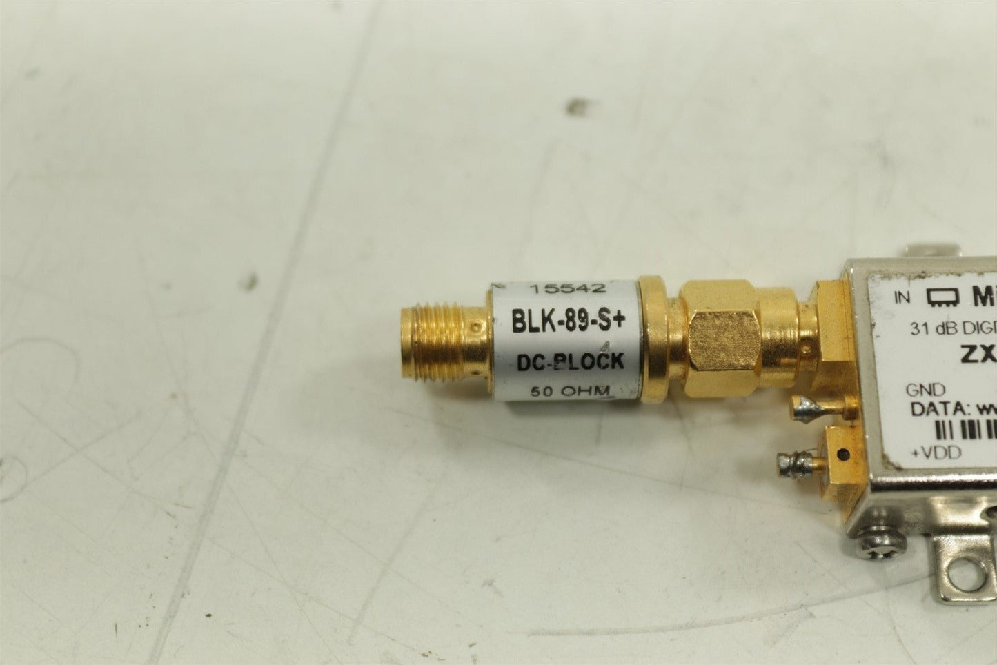 Mini Circuits Digital Step Attenuator 31dB ZX76-31-PP-S+ with 2x BLK-89-S+