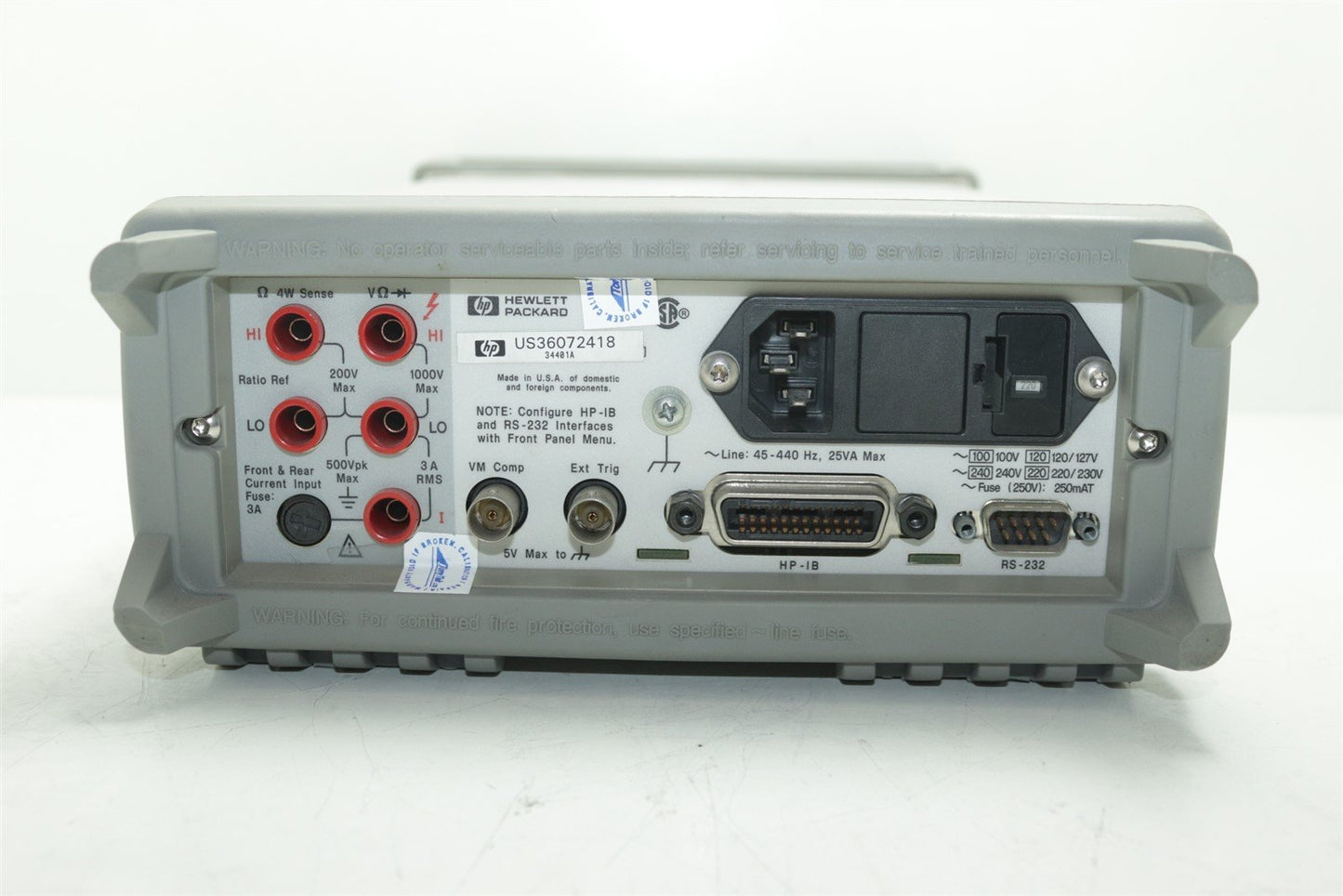 Hp Agilent 34401A 6½ Digit Multimeter Line 45-440 Hz 25VA Max 220V Tested
