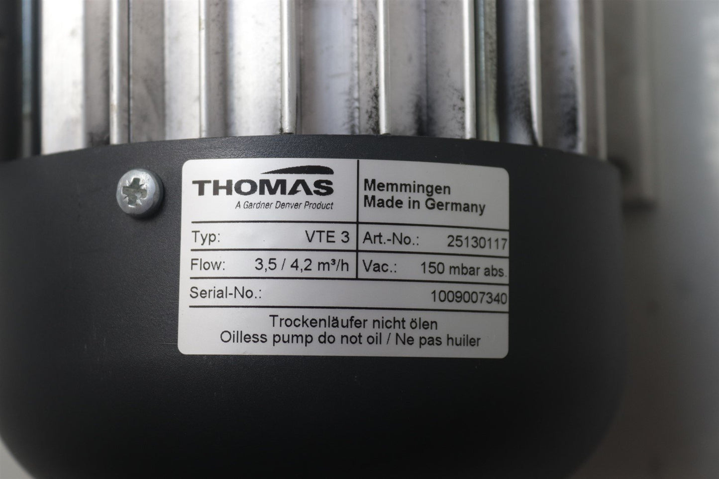Thomas Picolino VTE 3 Vacuum Pump STP Motor WB 63 A2