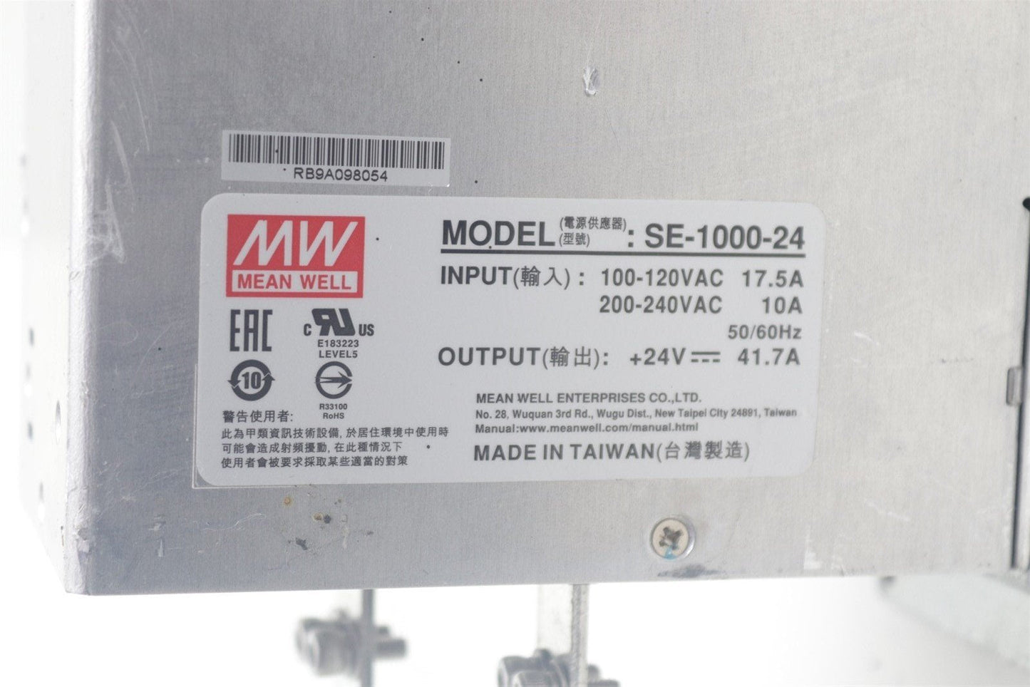 Mean Well AC to DC Power Supply Single Output 24VDC 41.7Amp SE-1000-24