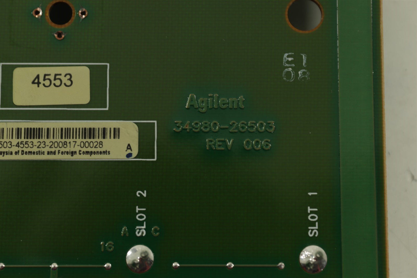 HP Agilent 34980A Multification Switch/Measure Unit Backplane PCB 34980-26503