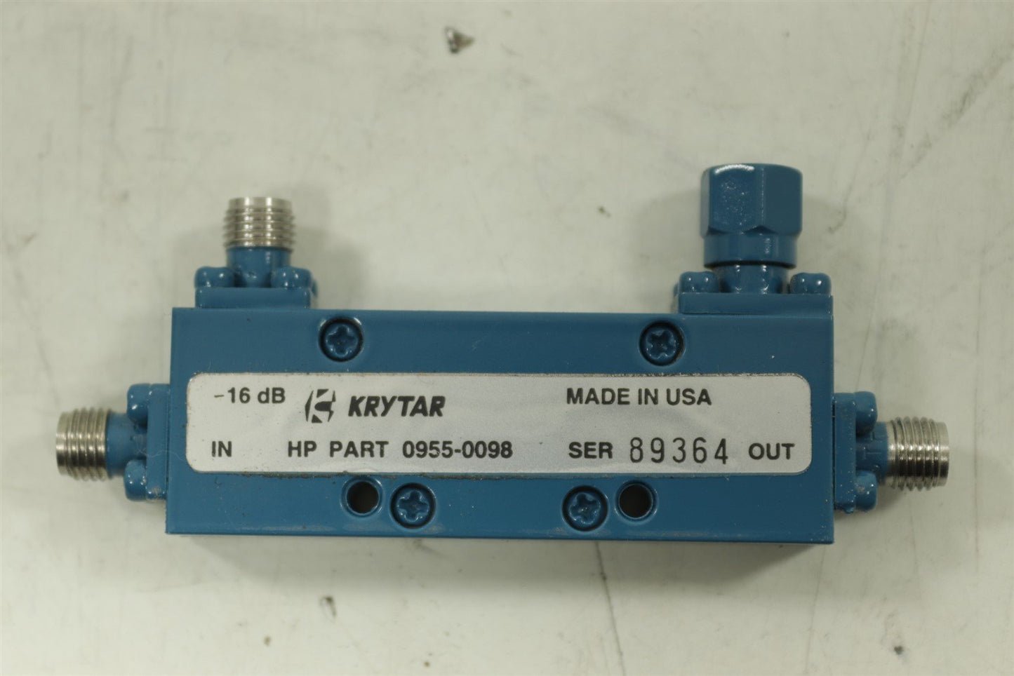 Krytar HP Directional Coupler 2 to 8.6 GHz 16dB 0955-0098