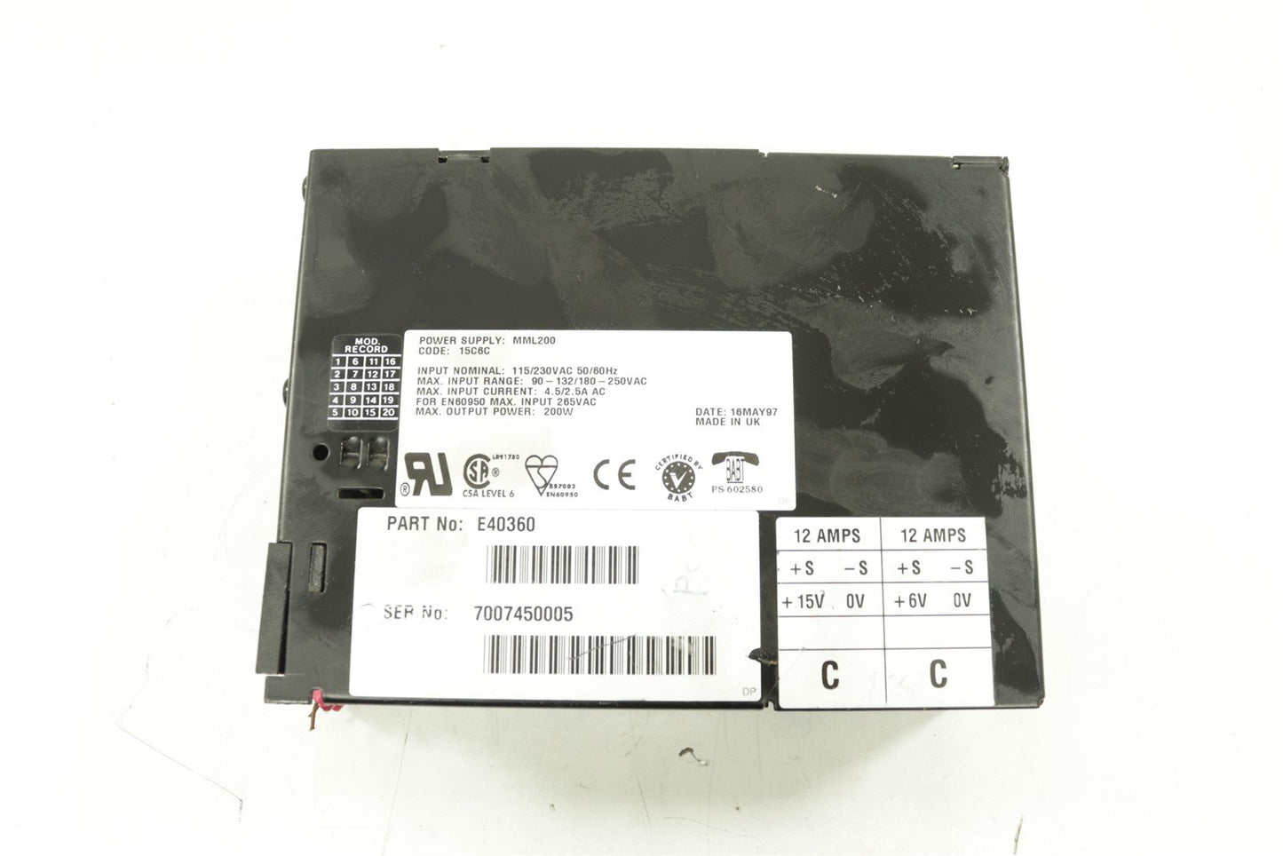 Lambda Omega MML 200 Power Supply Input:5V 25A , 12V 6A Output: 200W