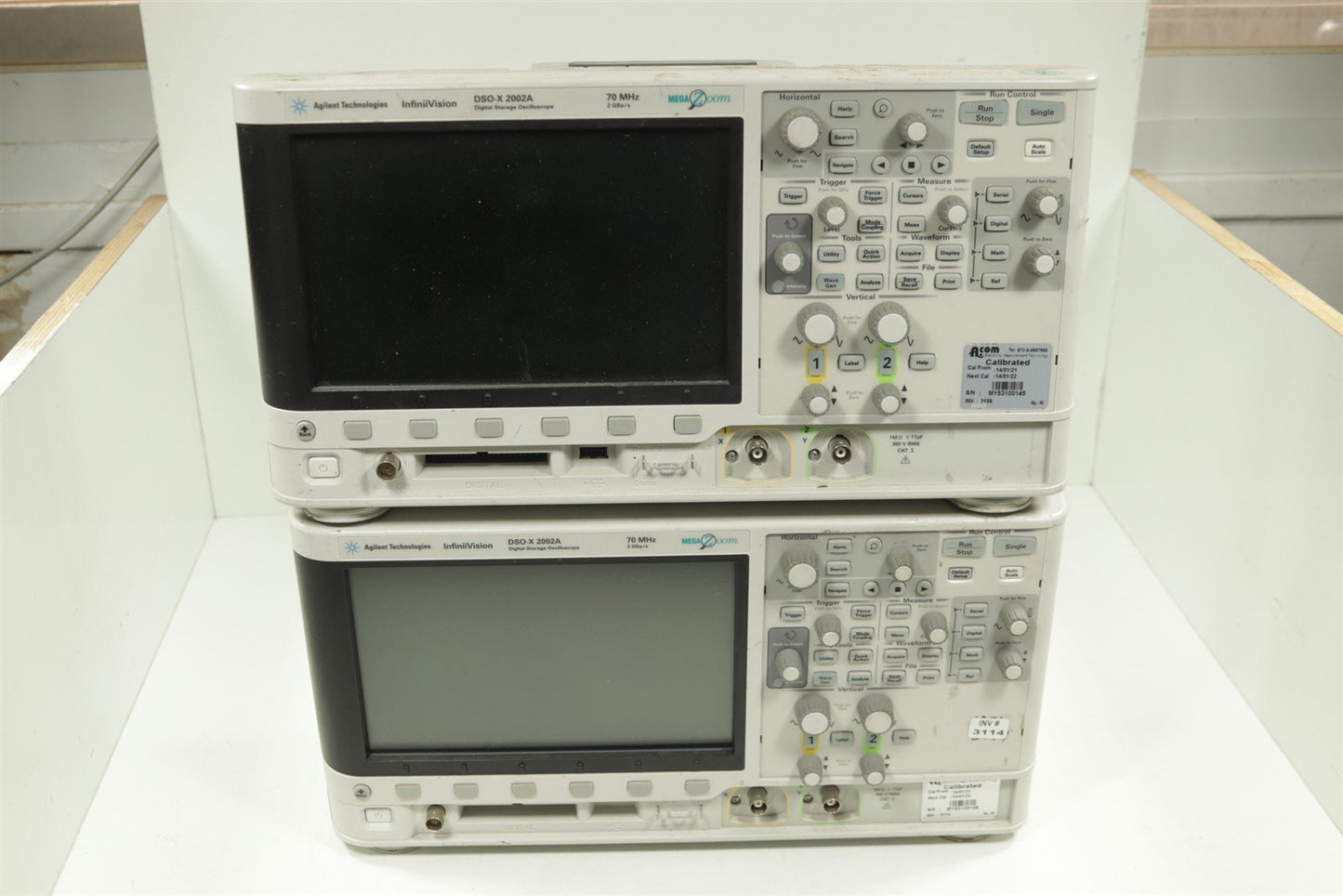 LOT OF 2 Agilent Keysight InfiniiVision DSO X 2002A 70MHz Oscilloscope FOR PARTS