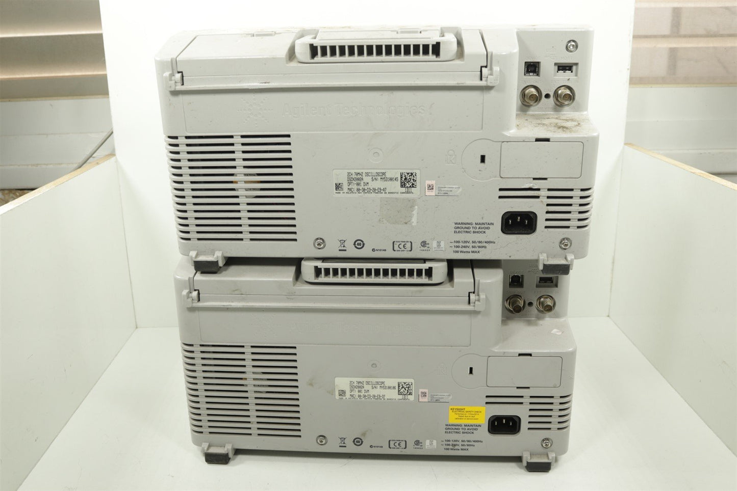 LOT OF 2 Agilent Keysight InfiniiVision DSO X 2002A 70MHz Oscilloscope FOR PARTS