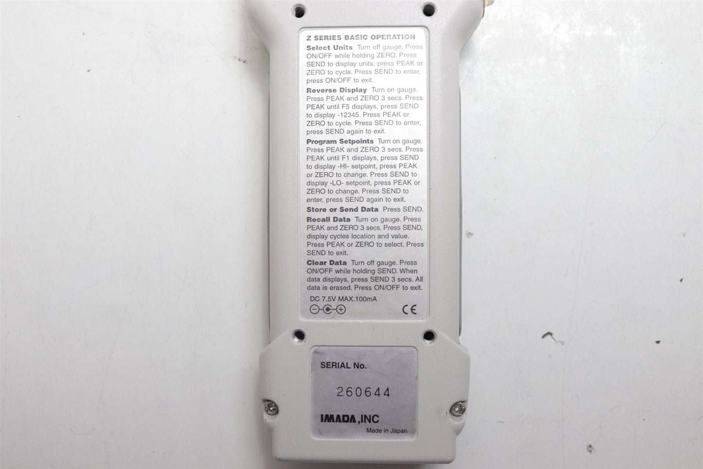 IMADA Z2-1 Programmable Digital Force Gauge Outputs 500gf TESTED