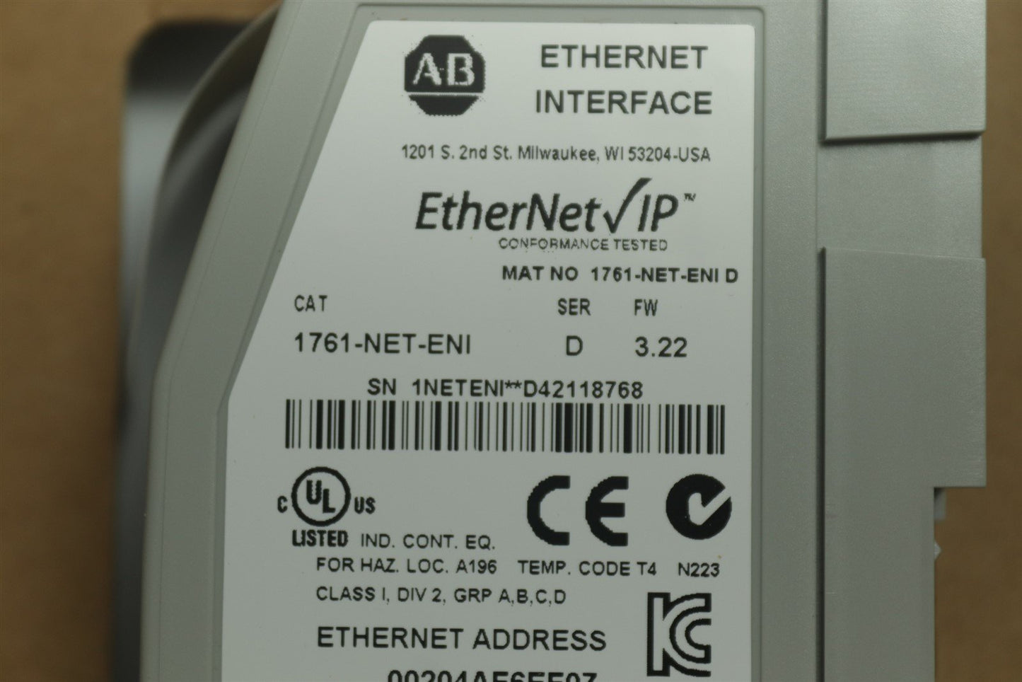 NEW Allen Bradley 1761-NET-ENI MicroLogix Communication Adaptor 1761NETENI