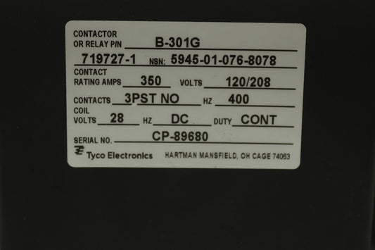 Tyco Electronics Magnetic Contactor B-301G