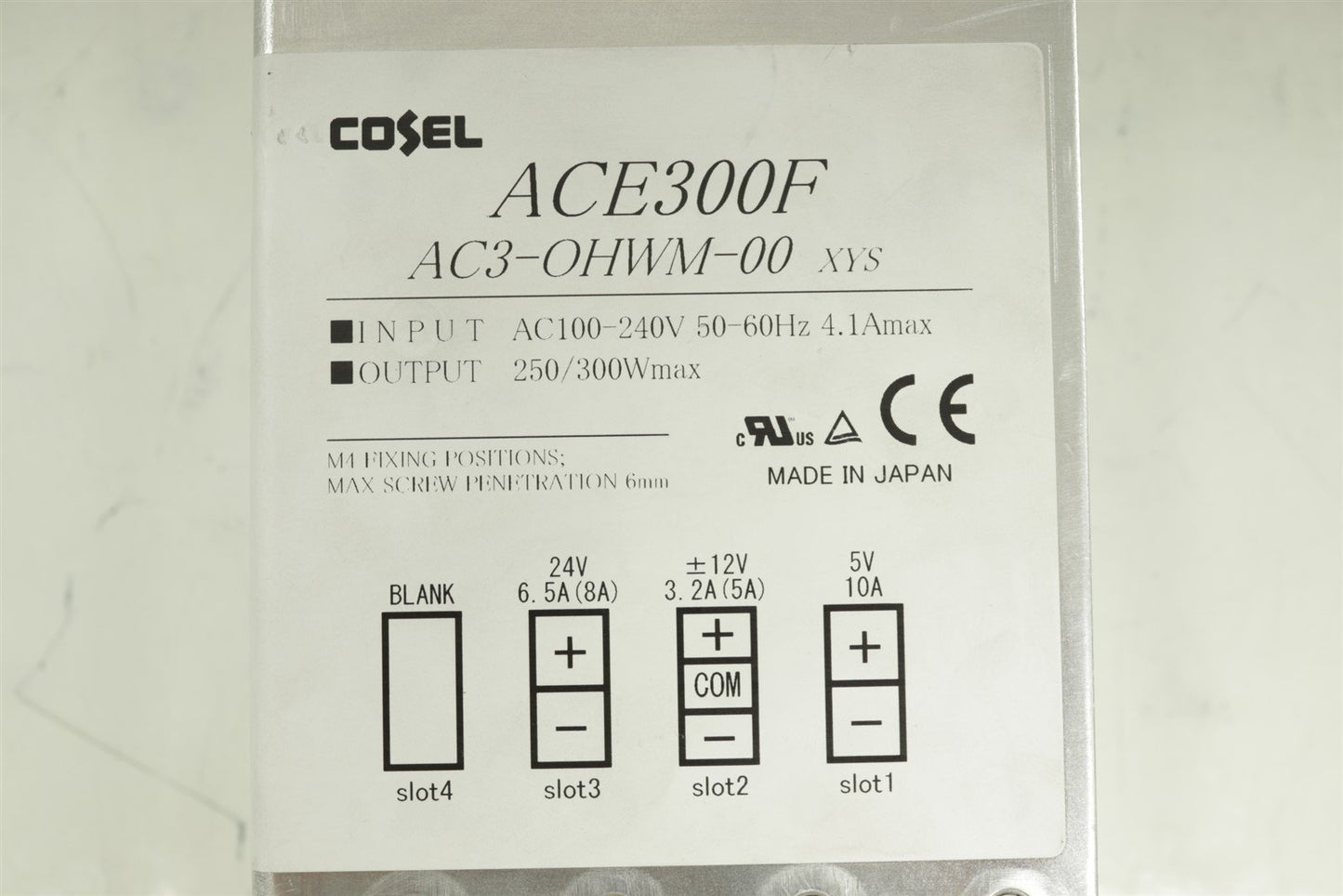 Cosel ACE300F AC3-OHWM-00 XYS 100-240AC (5V/10A, +-12V/3.2A, 24V/6.5A)