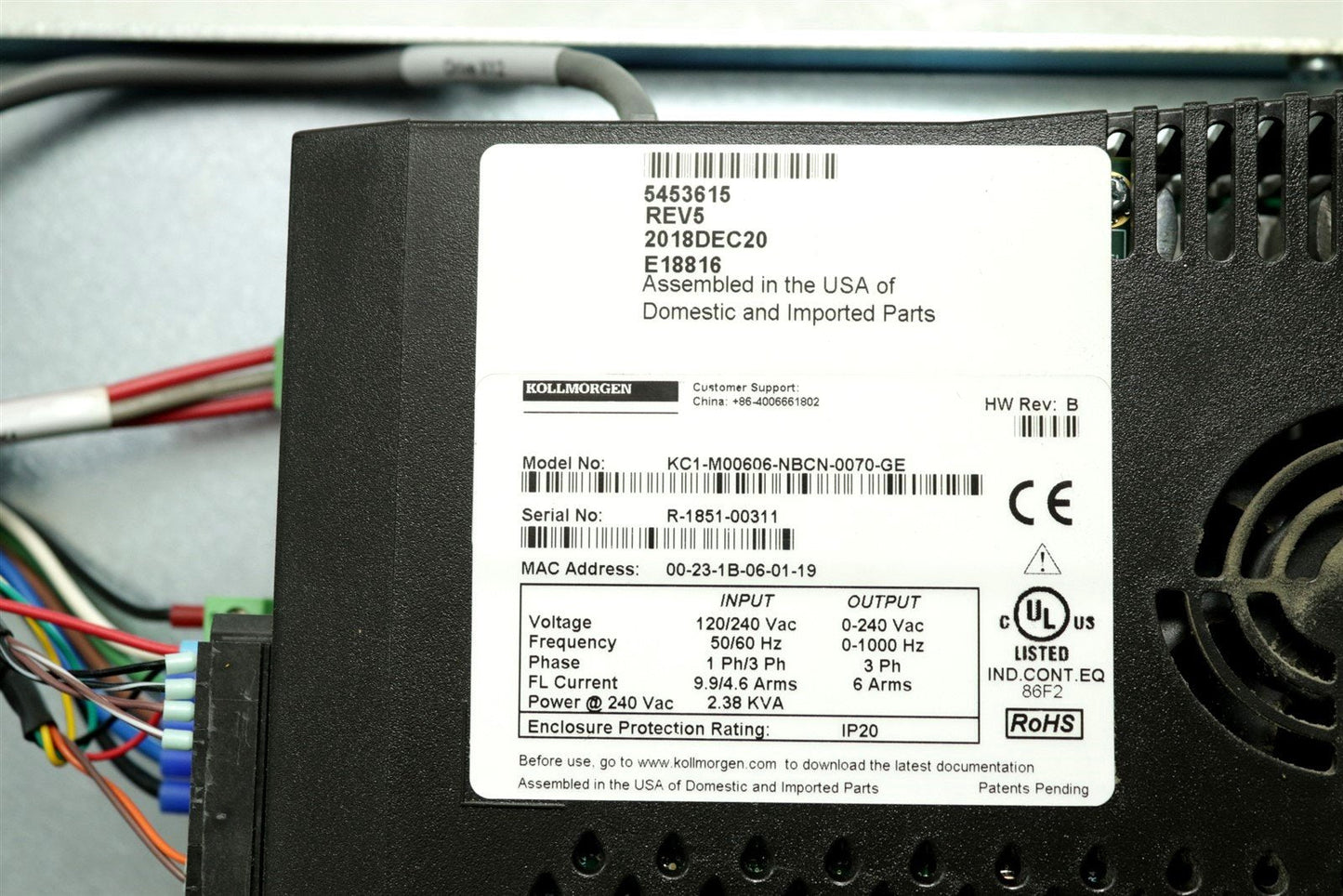 Kollmorgen KC1-M00606-NBCN-0070-GE Servo Drive For GE LightSpeed CT 5492048-2DDW