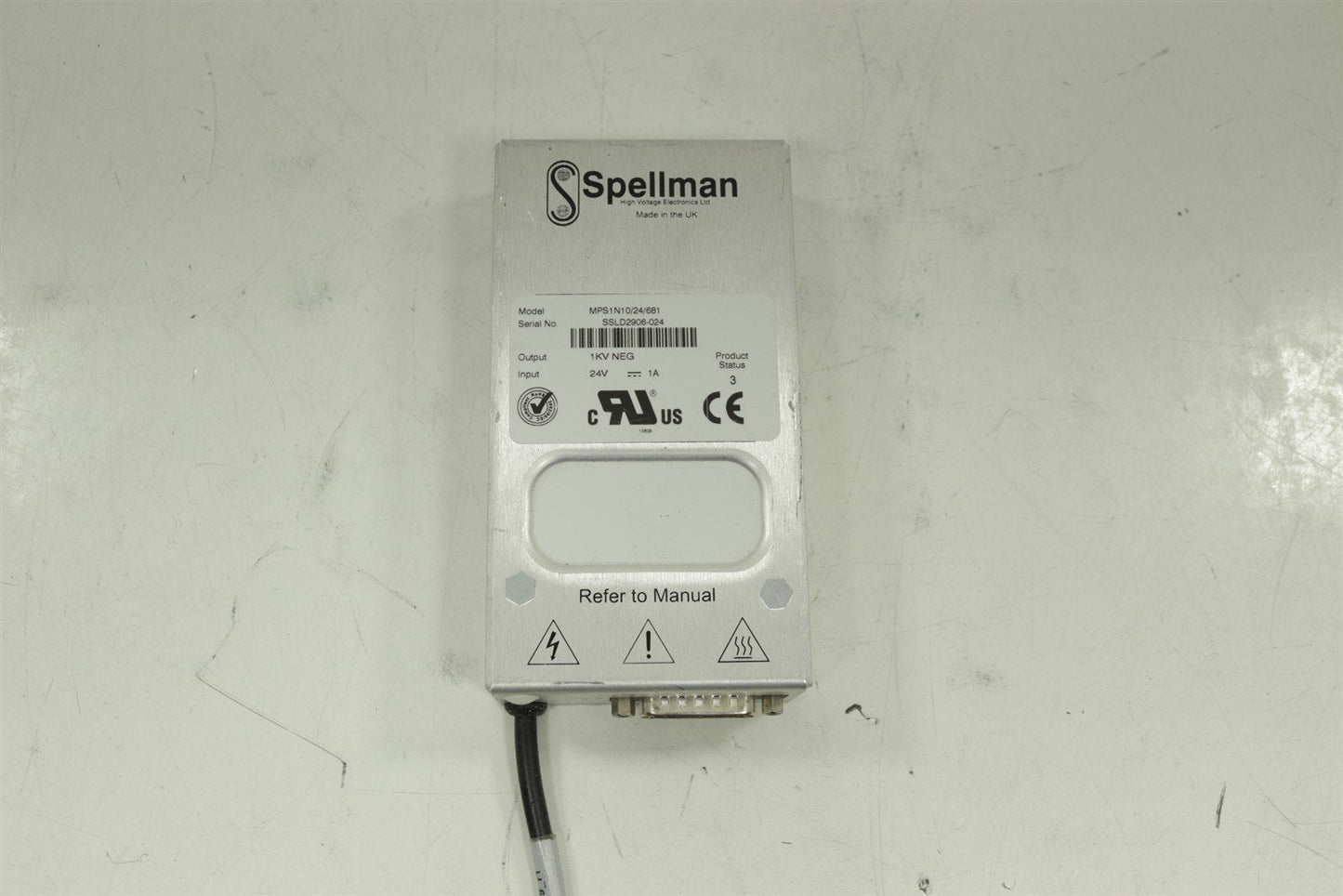 Spellman High Voltage Power Supply Output:1KV NEG Input:24V,1A MPS1N10/24/681