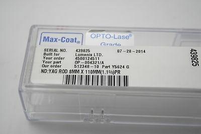 NEW ND:YAG ROD 8MMx110MM 1.1% Doping Percentage OP-004321/A