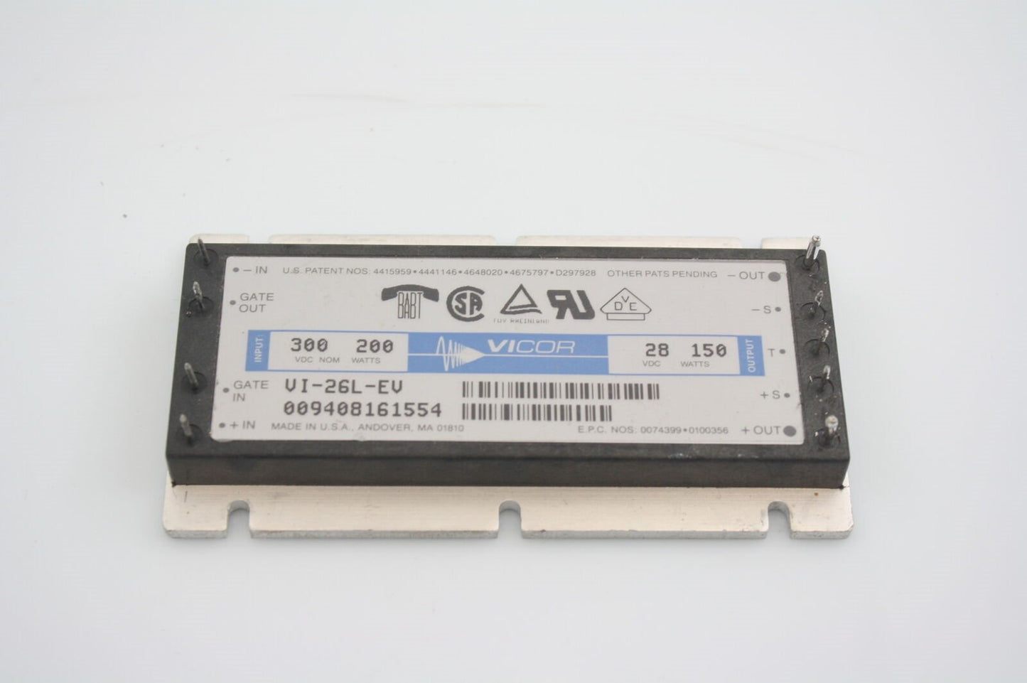 VICOR DC/DC CONVERTER VI-26L-EV 300VDC 200W 28VDC 150W TESTED