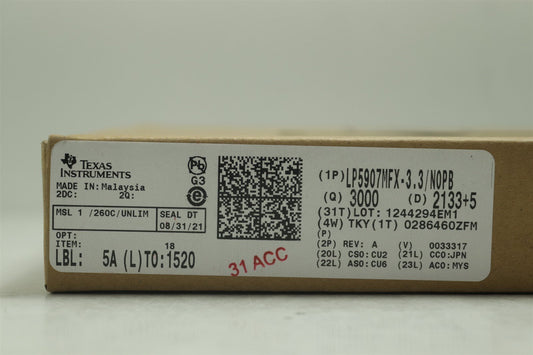 x3000 Texas Instruments LDO Voltage Regulators 250mA LP5907MFX-3.3/NOPB