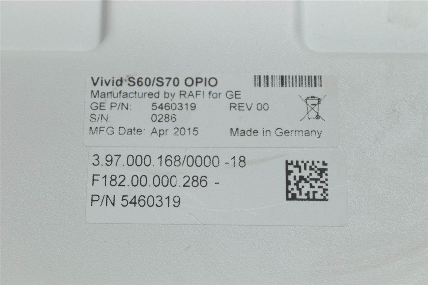 GE HealthCare Vivid S60/S70 Ultrasound Keyboard Panel