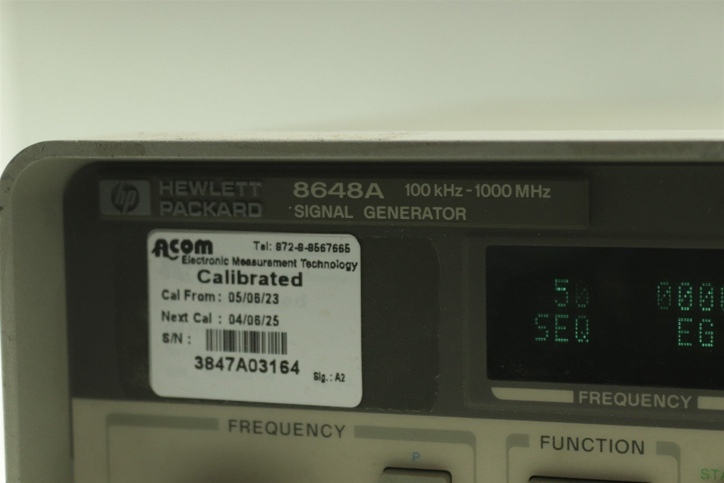 HP 8648A 100 kHz - 1000 MHz Signal Generator OPT 1E5 1EP Tested & Calibrated!