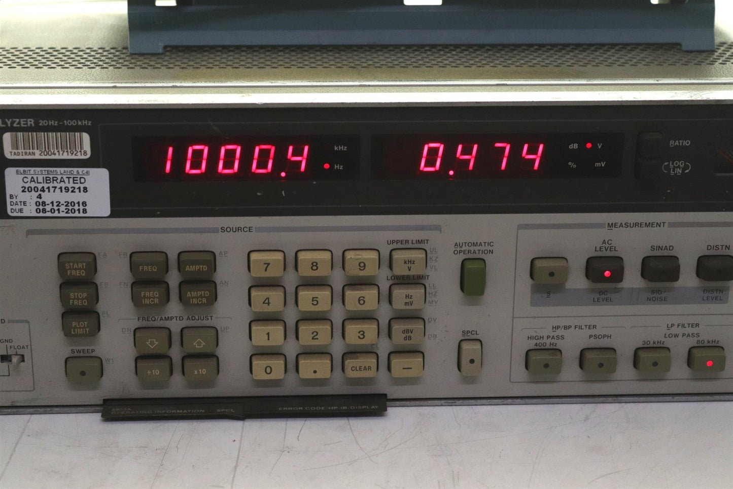 HP Agilent 8903B Audio Analyzer 20Hz - 100kHz Tested