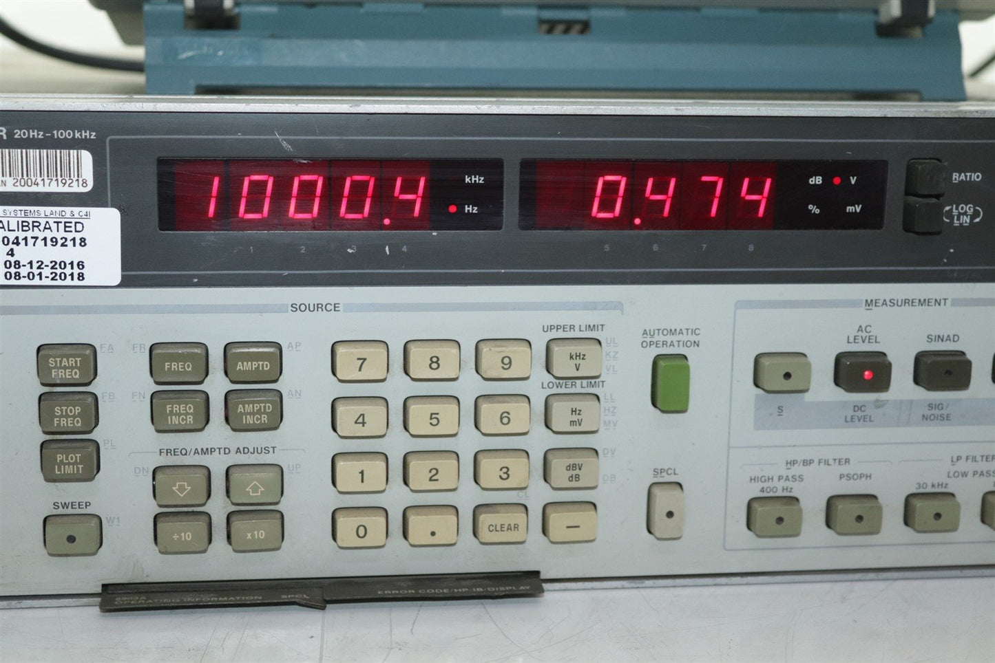 HP Agilent 8903B Audio Analyzer 20Hz - 100kHz Tested