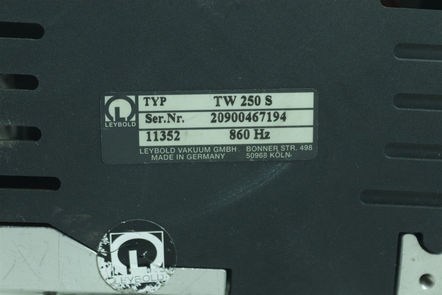 LEYBOLD turbovac Turbo vakuum GMBH Pump TW 250 S