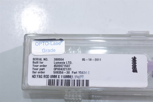 Lumenis Opto-Lase Grade ND:YAG ROD 1.1% Doping Percentage 8MMx110MM OP-004321/01