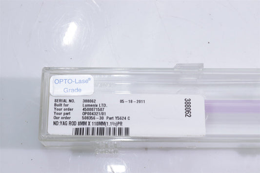 Lumenis Opto-Lase Grade ND:YAG ROD 8MMx110MM 1.1% Doping Percentage OP 004321/01