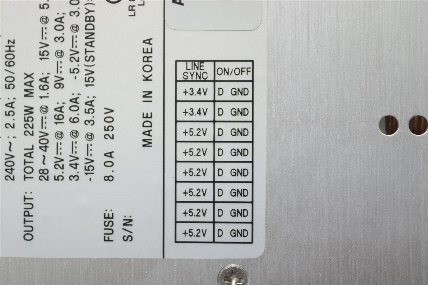 Agilent 0950-3396 Power Supply 225W 28~40V-1.6A 15V-5A 5.2V-16A 9V-3A 3.4V-6A