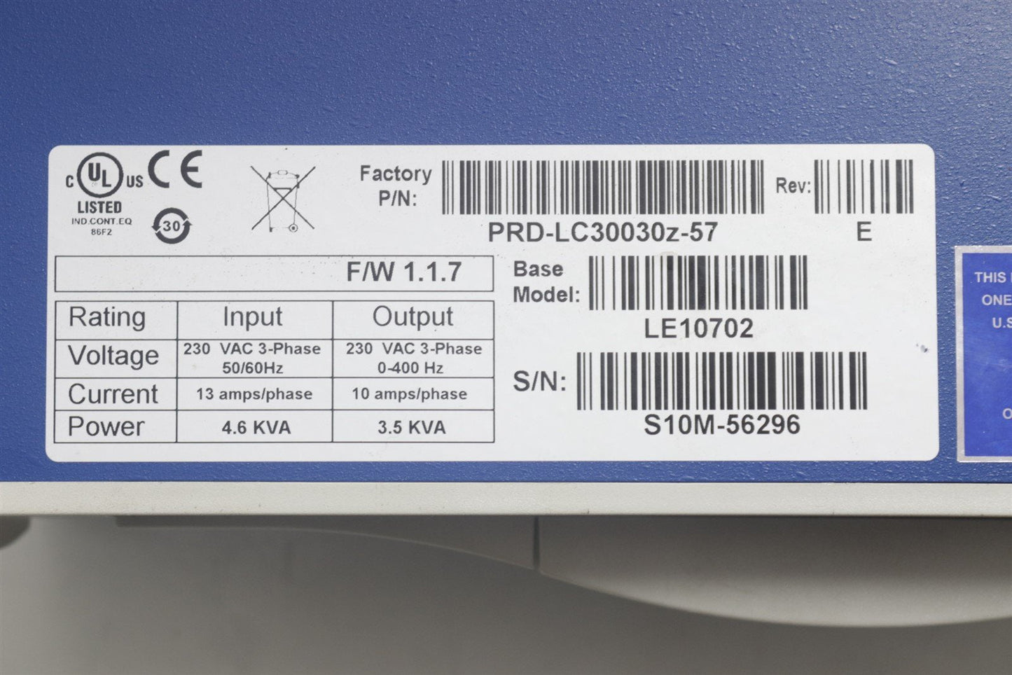 Kollmorgen Servostar CD Lite LE10702 Servo Drive 230VAC 3Φ 10A/Φ 3.5KVA