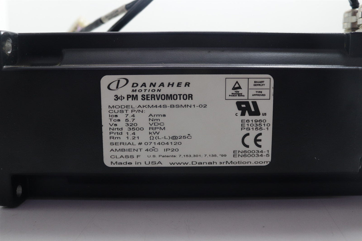 Danaher Motion AKM44s-BSMN1-02 1.4 kW ServoMotor Assy