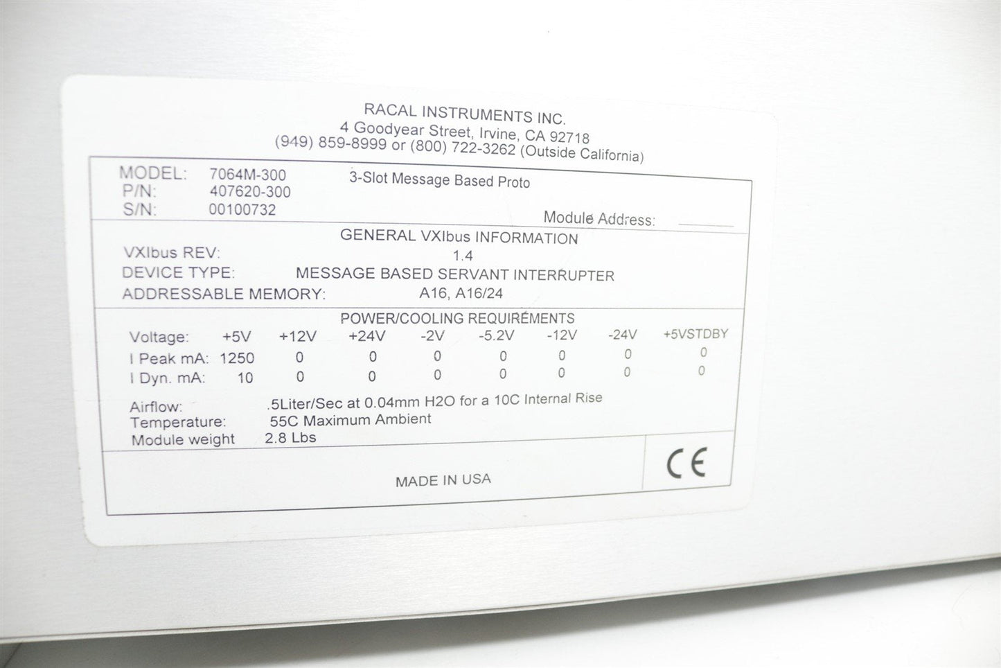 Racal Instruments 7064M-300 3 Slot Message Based Proto