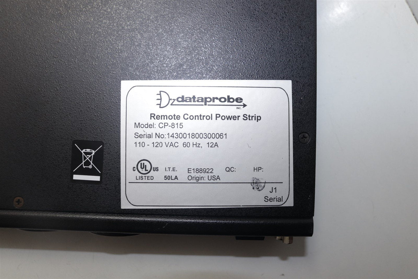 DataProbe Remote Control Panel Strip CP-815 110-120VAC 12A 8 Socket