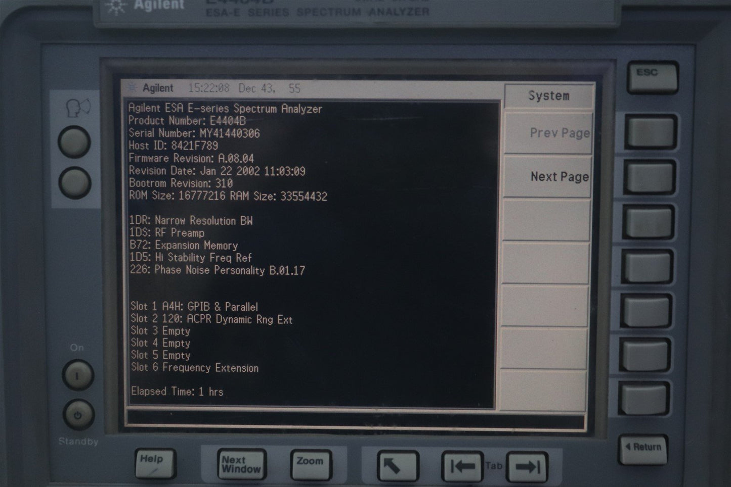 Agilent Keysight E4404B Spectrum Analyzer 9 kHz - 6.7GHz Tested