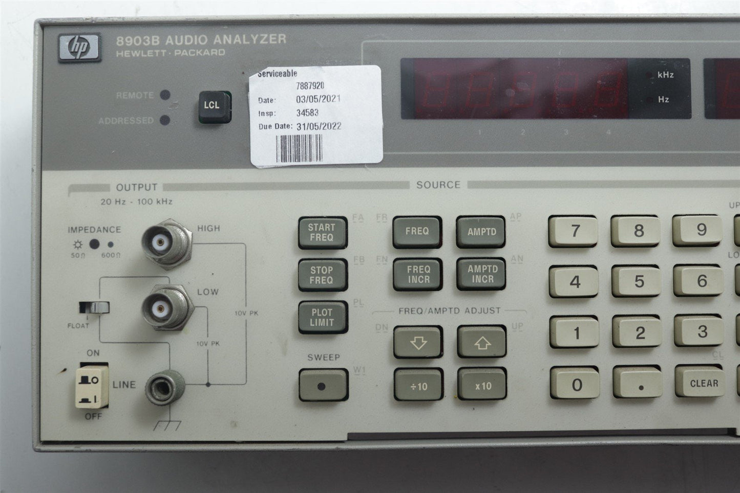 HP Agilent 8903B Audio Analyzer Front Panel Assy