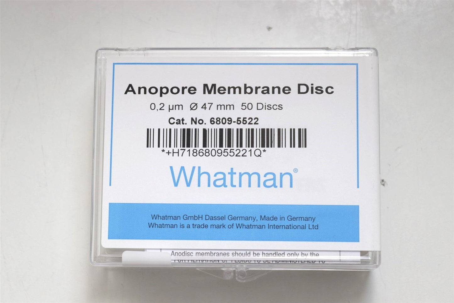 New Whatman Anopore Membrane Disc Filters Membrane 0.2um 47mm 50discs 6809-5522