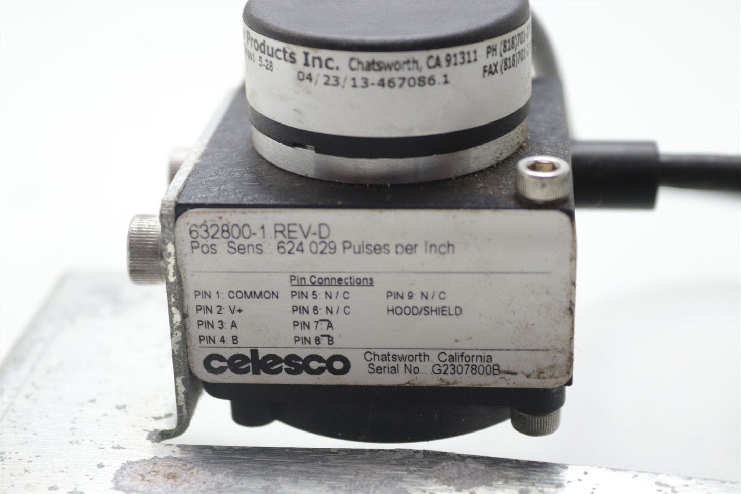 Celesco Transducer 9650663-2500 w/ 632800-1 REV D Position Sensor