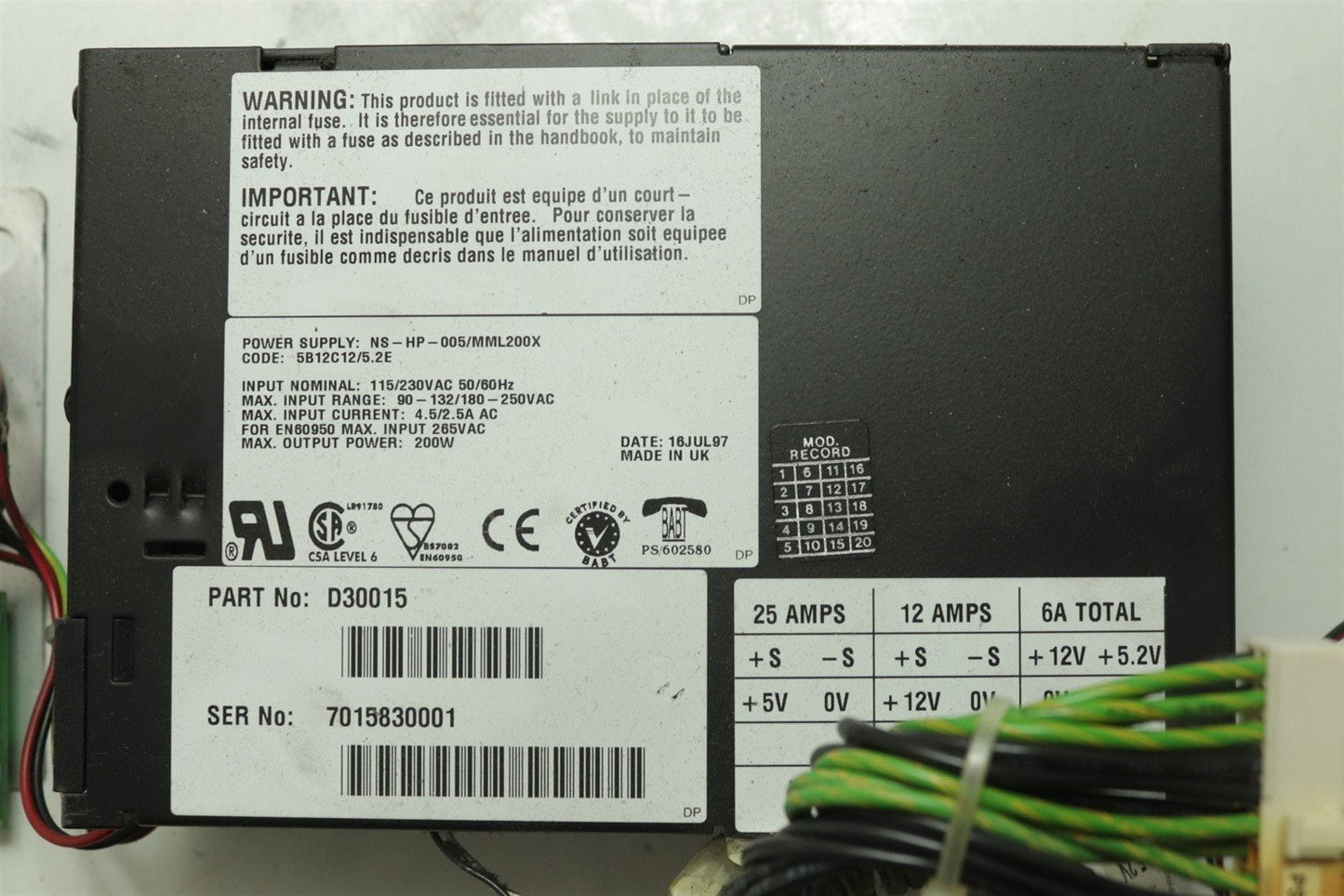 HP Agilent 37717C Communications Analyzer Lambda MML200 Power Supply D30015