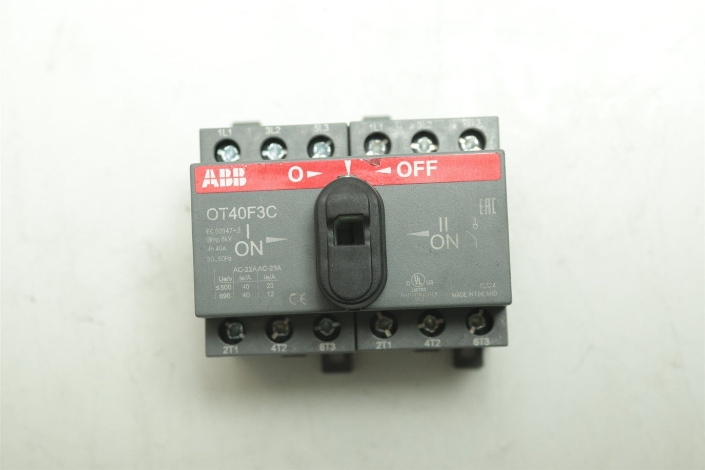 ABB Disconnect Switch OT40F3C 600 VAC 11 kW 40A 3 Poles