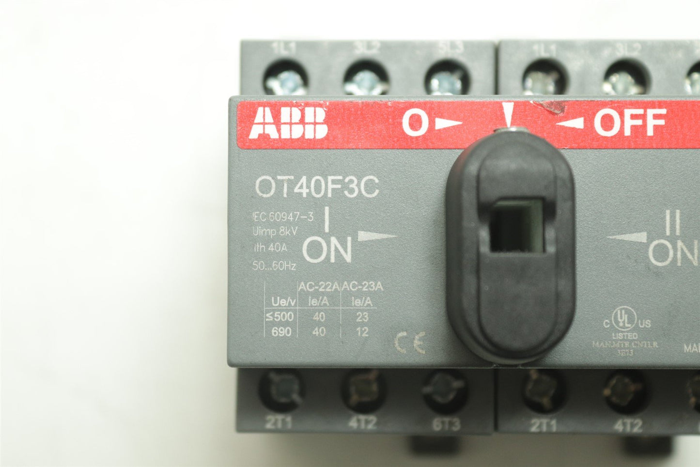 ABB Disconnect Switch OT40F3C 600 VAC 11 kW 40A 3 Poles
