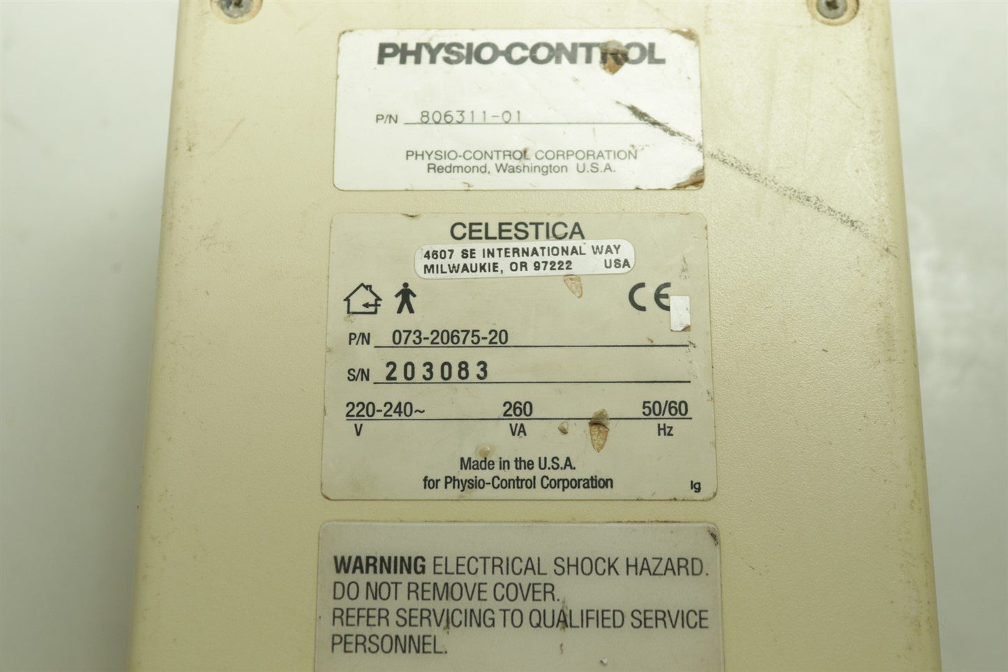 PHYSIO-CONTROL 806311-01 073-20675-20 AC AUXILIARY Power Supply