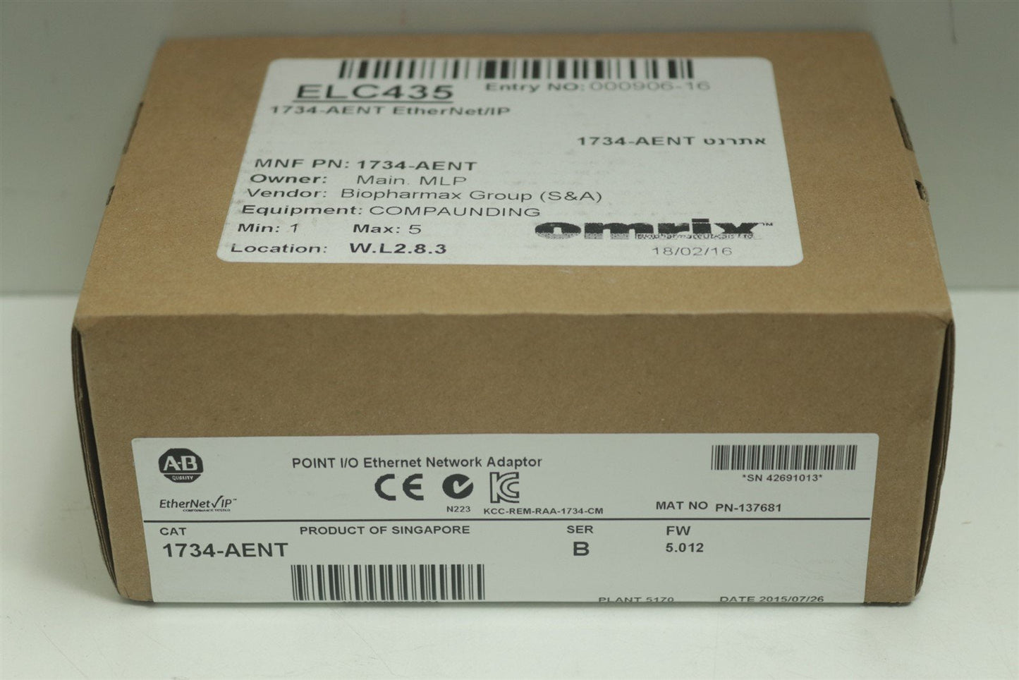 NEW Allen Bradley 1734-AENT POINT I/O Ethernet Network Adaptor 1734AENT