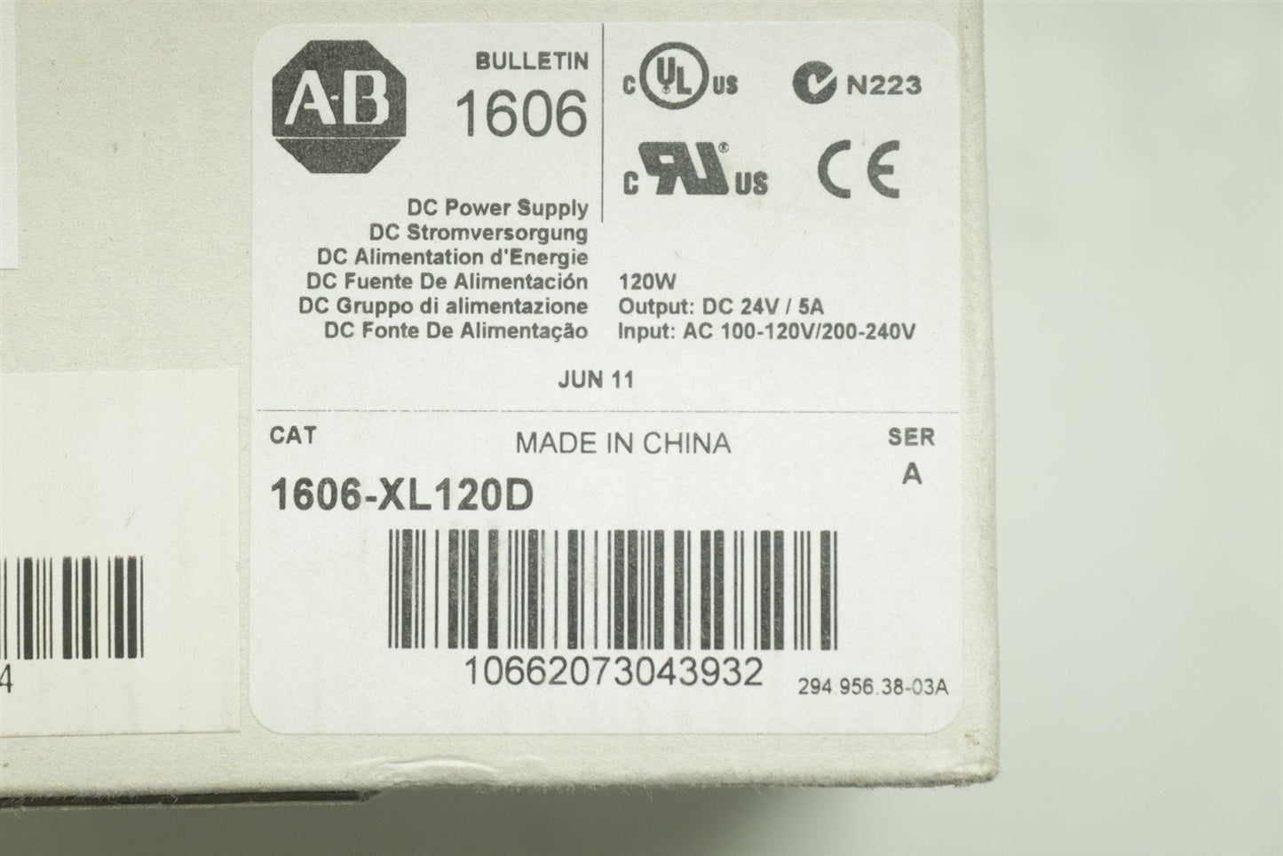 NEW Allen Bradley 1606-XL120D Power supply 24VDC 5AMPS