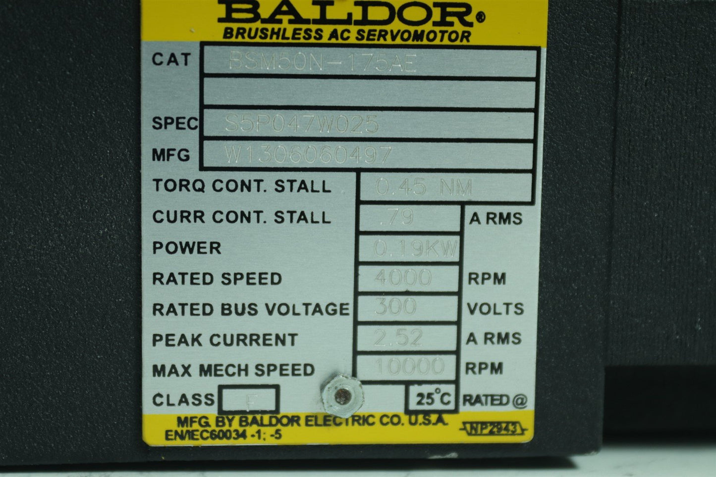 BALDOR Brushless AC Servomotor BSM50N-175AE + Neugart PLE60 Gear + leash and Belt sprocket