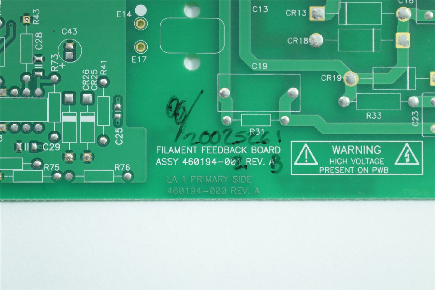 Philips CT Brilliance Filament Feedback Board 460194-00