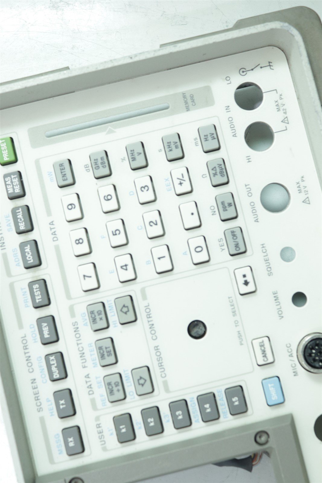 Hewlett Packard Agilent 8920A Front Panel 08920-60201