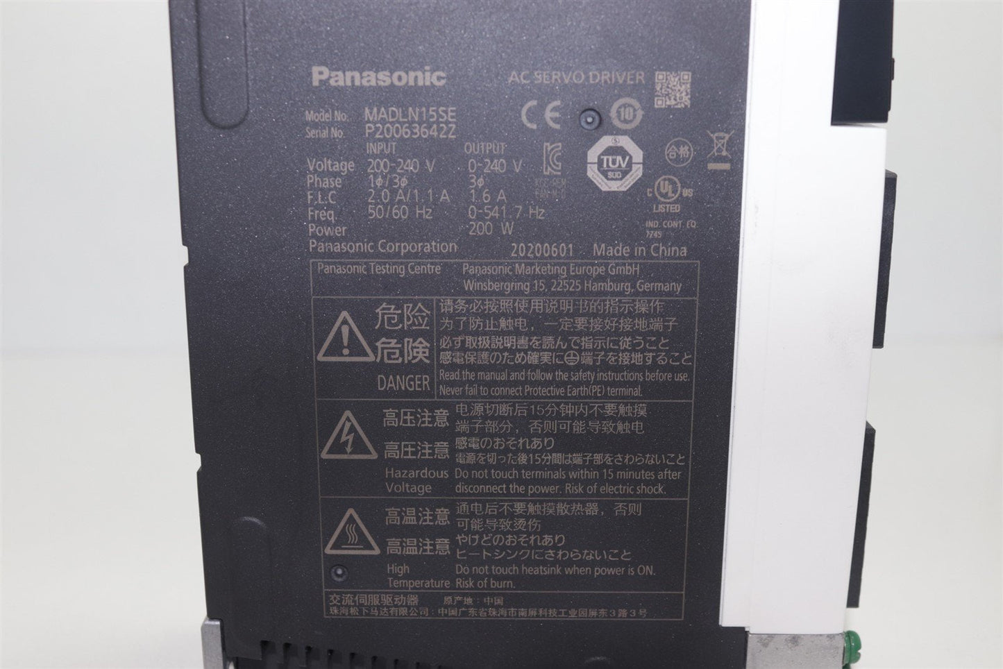 Panasonic AC Servo Drive 200W 3Φ 1.6A MADLN15SE