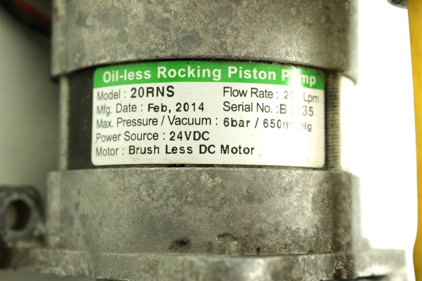 Lumenis Lightsheer G&M Oilless 6Bar 20RNS 24V 20Lpm Vacuum Pump Assy AS1102920-B