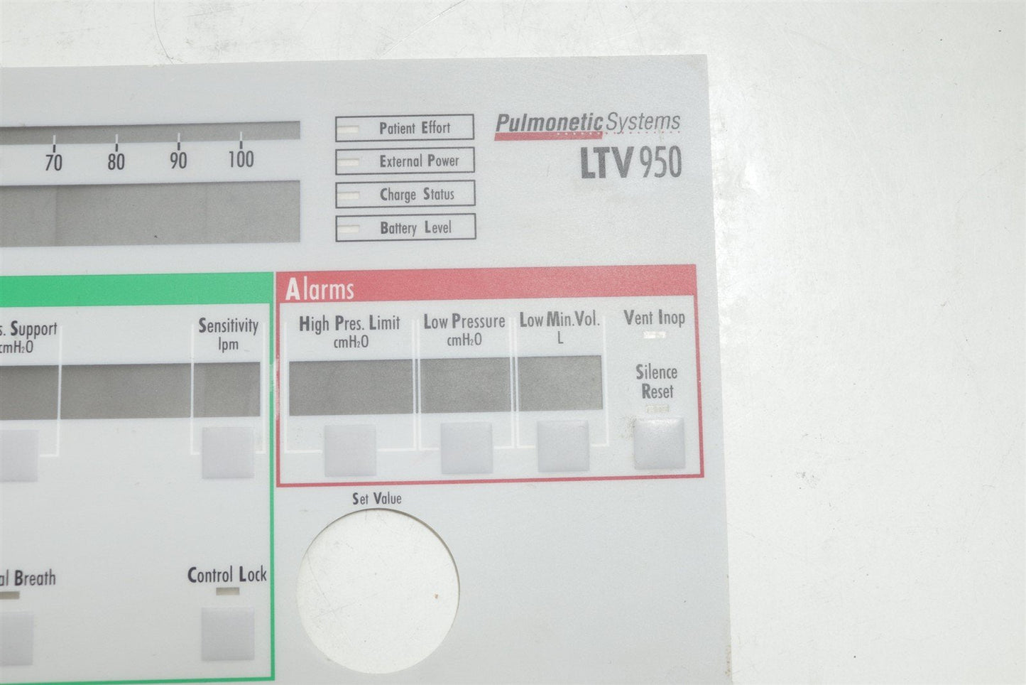 Pulmonetic Systems Air Pressure Ventilator LTV 950 Display Front Panel
